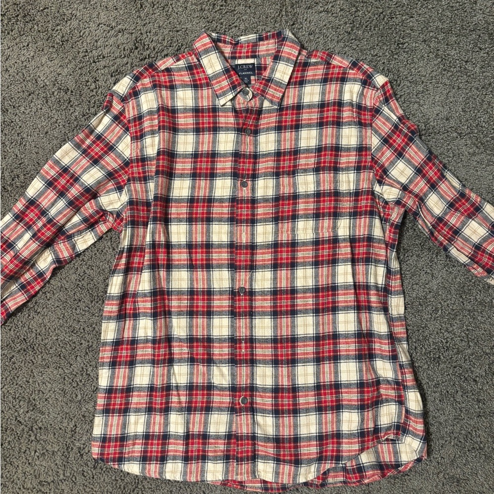 J. Crew Red and White Plaid Casual Shirt